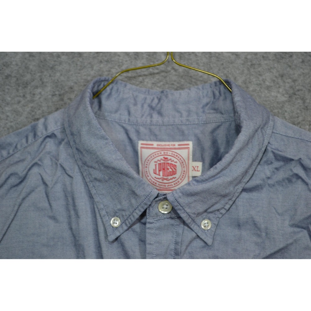VTG J. Press Shirt Mens XL Blue Chambray Button Down Long Sleeve Cotton Casual